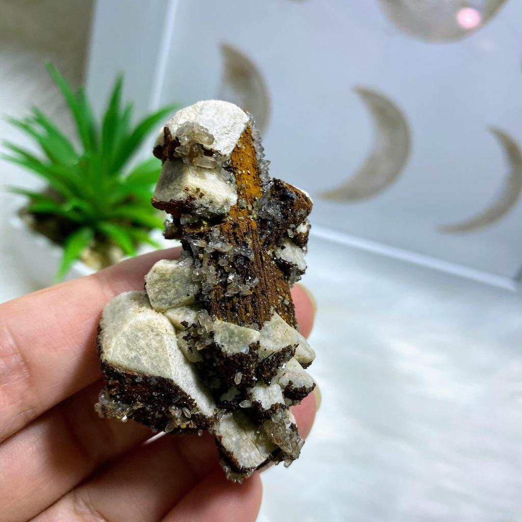 Unique Natural Feldspar With Tiny Smoky Quartz Icing Point Inclusions - Earth Family Crystals