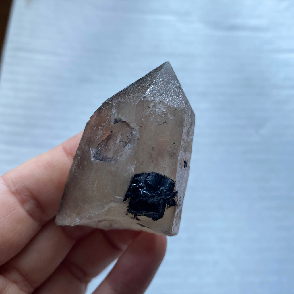 Reserved For Sandy Smoky Lemurian & black tourmaline - Earth Family Crystals