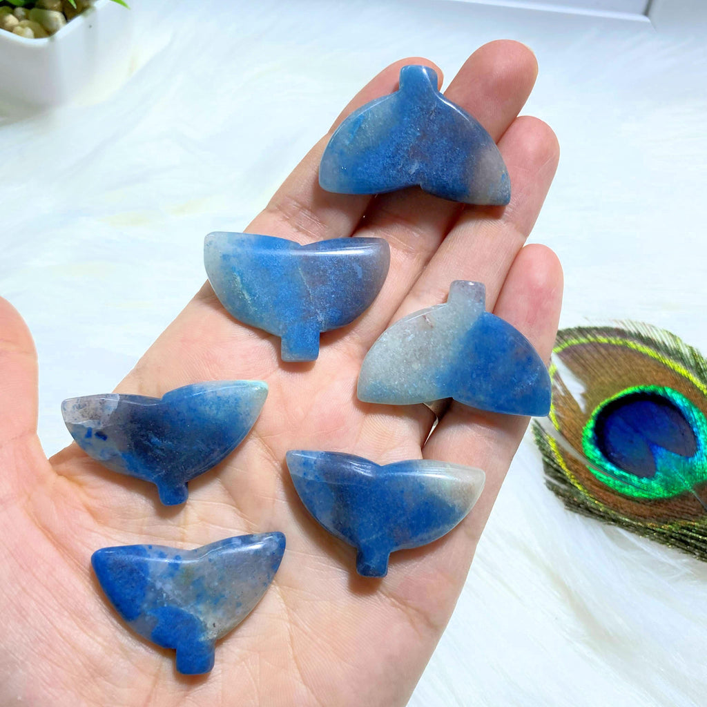 One Blue Trolleite Whale Tail Carving From Brazil - Earth Family Crystals