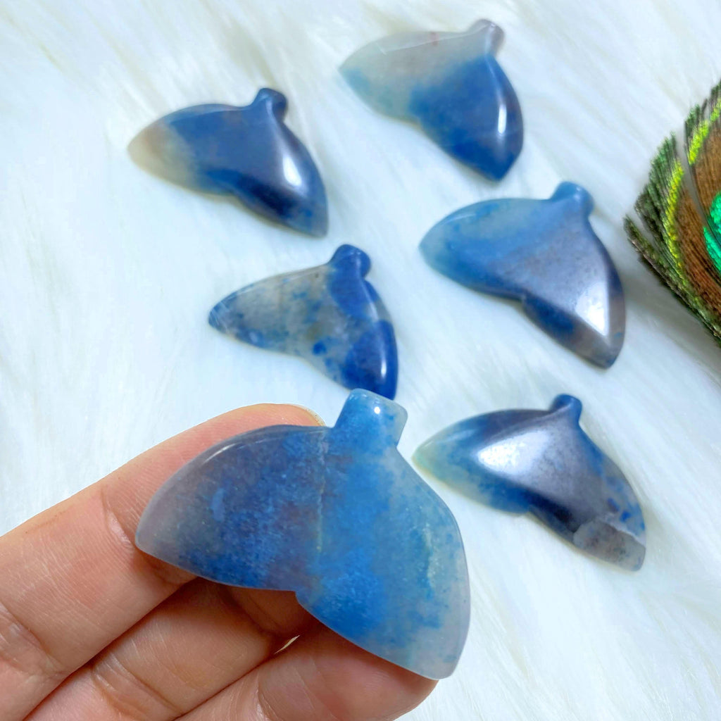 One Blue Trolleite Whale Tail Carving From Brazil - Earth Family Crystals