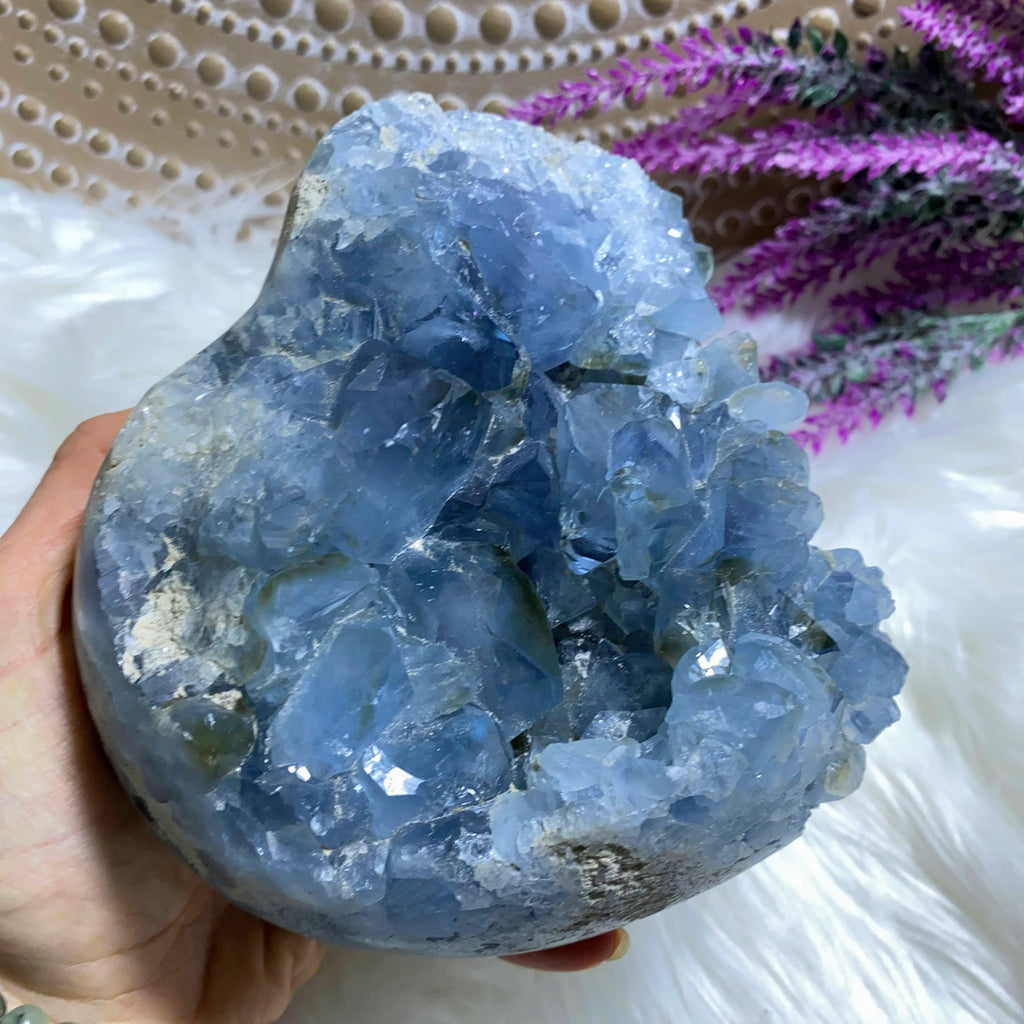 XL 2KG Chunky Celestite Partially Polished Free Form Specimen ~Locality: Madagascar - Earth Family Crystals