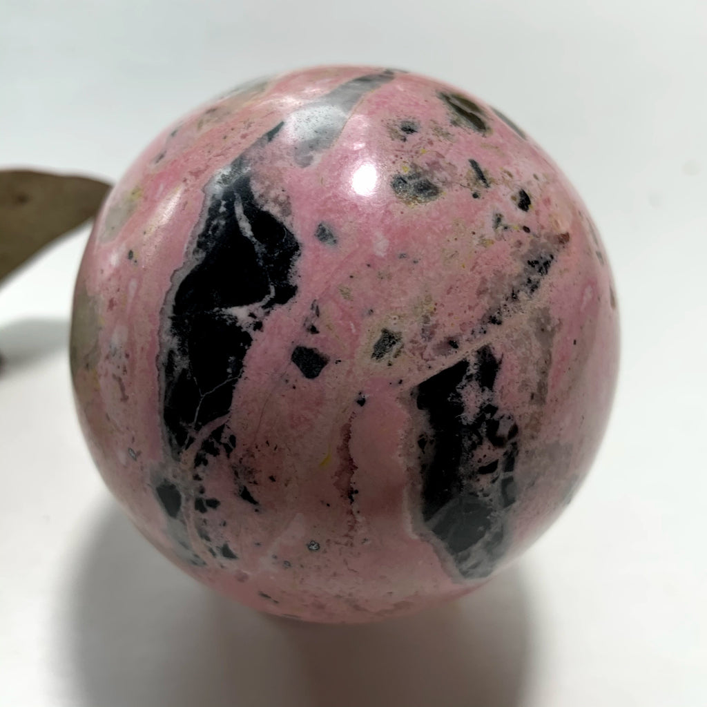Creamy Pink Peruvian Rhodochrosite Large Sphere Carving - Earth Family Crystals