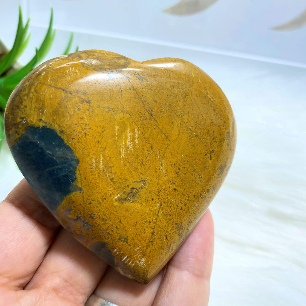 Blue Apatite & Brown Jasper Heart Partially Polished Carving From Brazil #5 - Earth Family Crystals