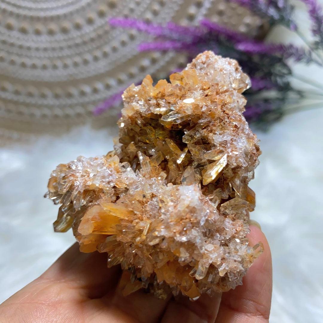 Incredible Sparkling Orange Creedite Natural Specimen -Locality Mexico - Earth Family Crystals