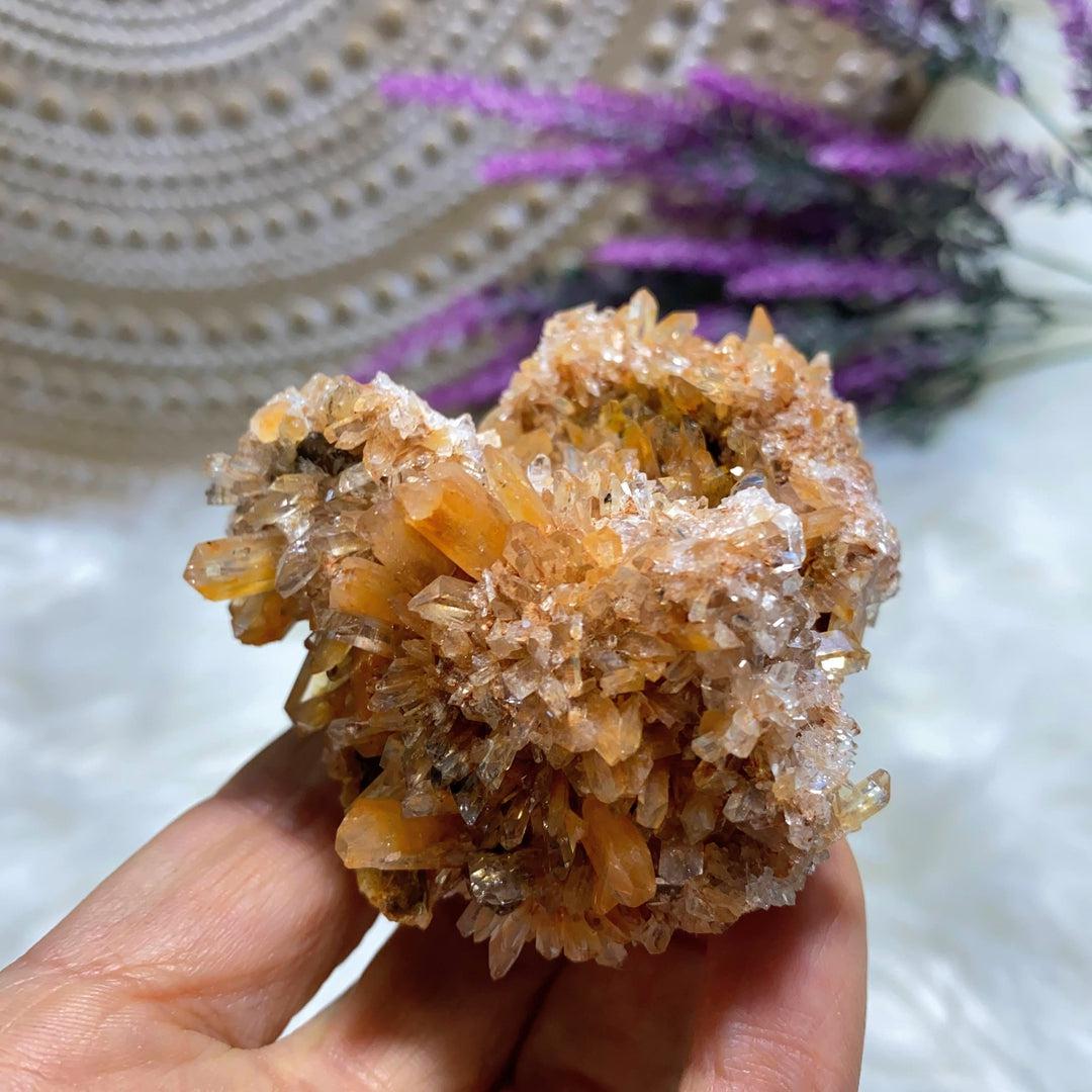 Incredible Sparkling Orange Creedite Natural Specimen -Locality Mexico - Earth Family Crystals