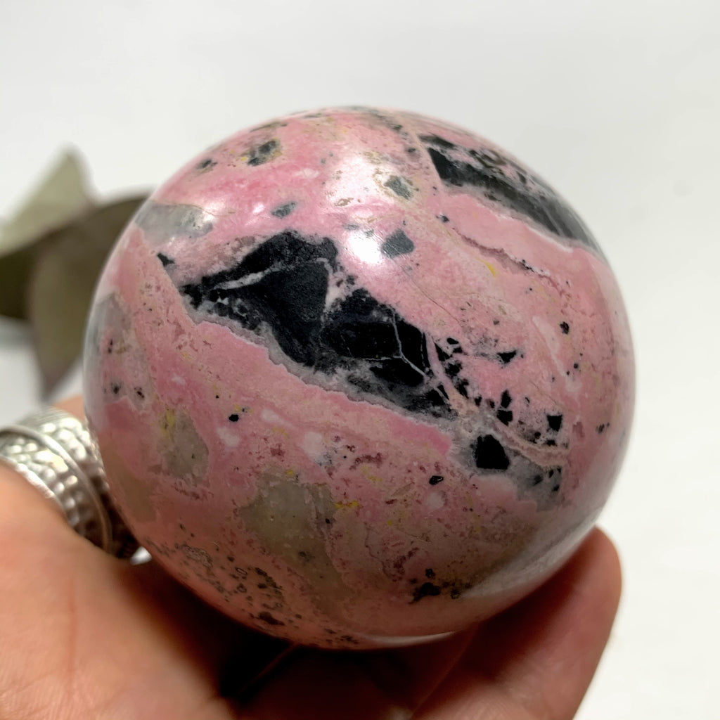 Creamy Pink Peruvian Rhodochrosite Large Sphere Carving - Earth Family Crystals