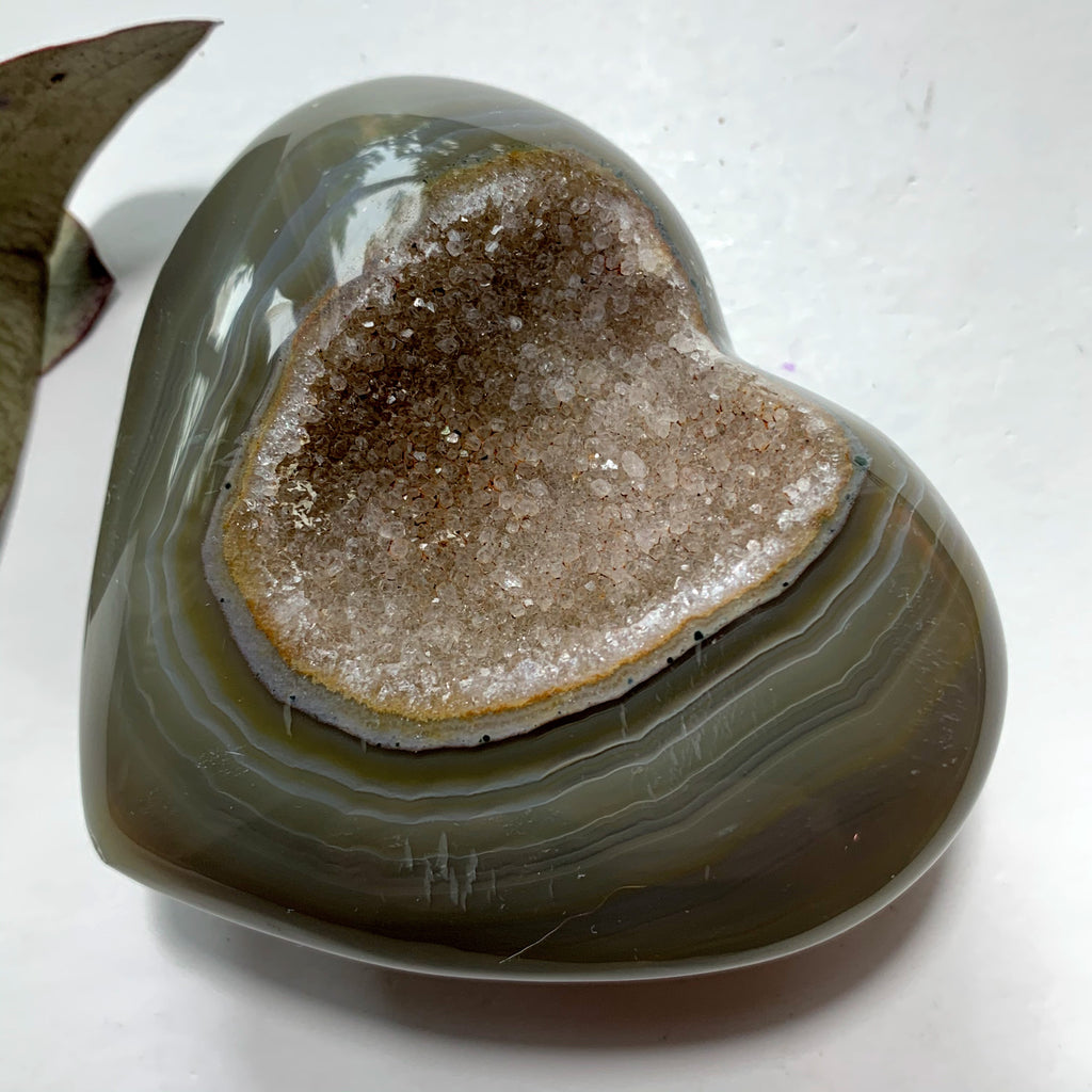 Sparkling Quartz Druzy & Agate Love Heart Carving From Brazil - Earth Family Crystals