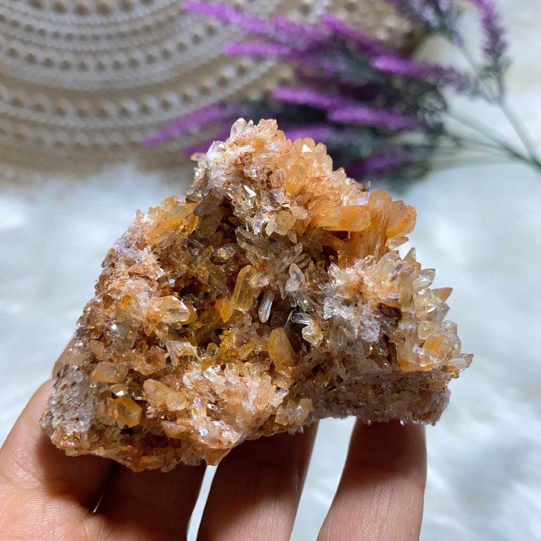 Incredible Sparkling Orange Creedite Natural Specimen -Locality Mexico - Earth Family Crystals