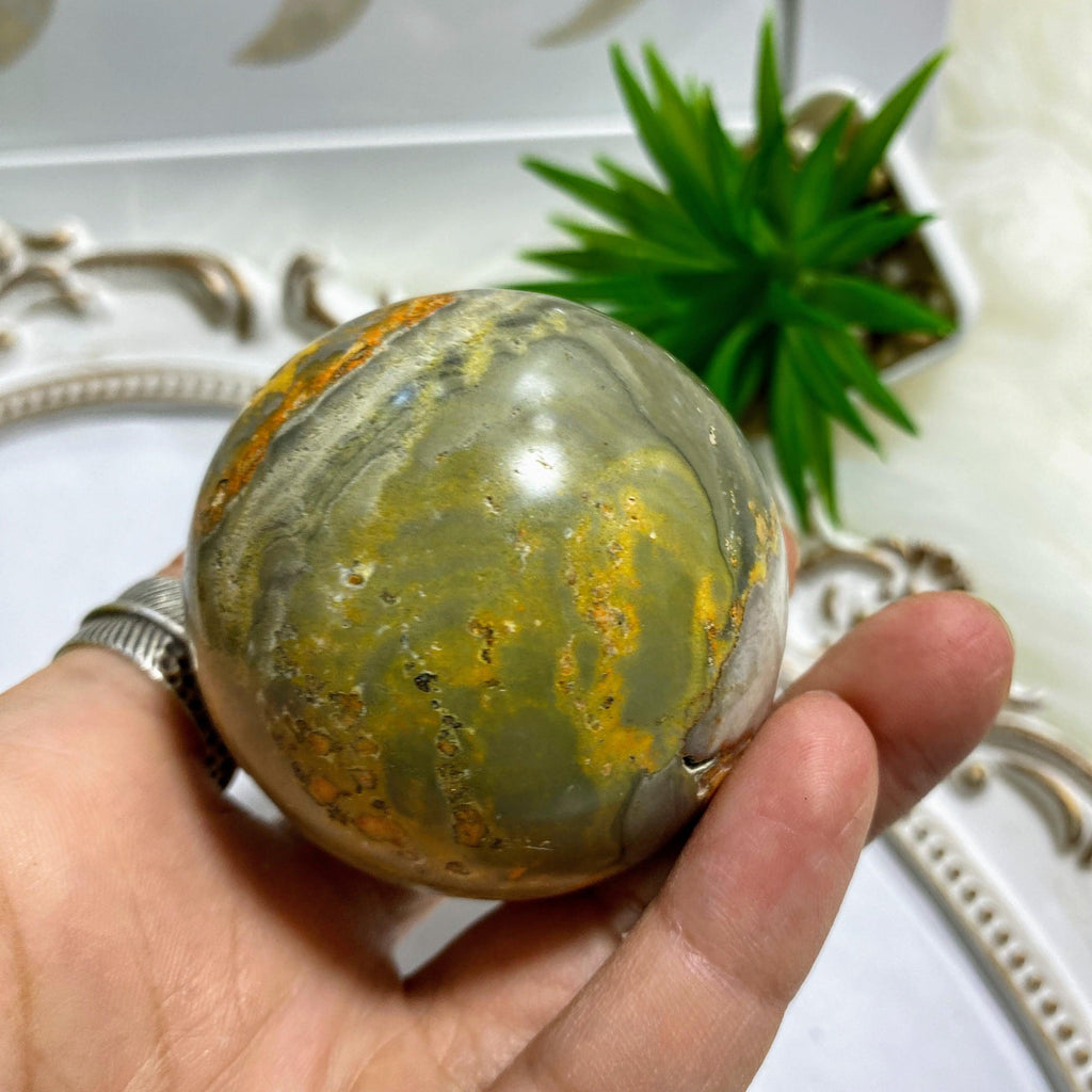 Bumble Bee Jasper Large Sphere Carving #2 - Earth Family Crystals