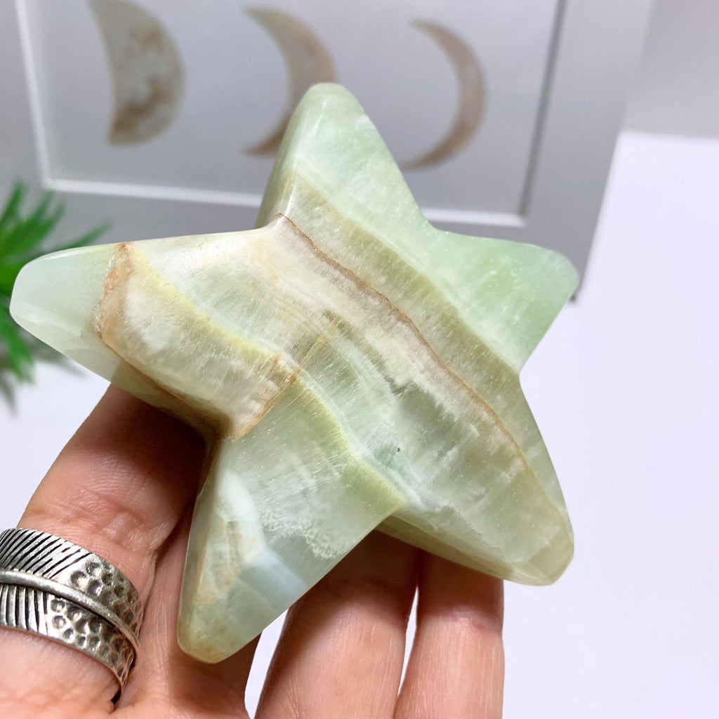 Green Calcite Medium Star Crystal Carving #3 - Earth Family Crystals
