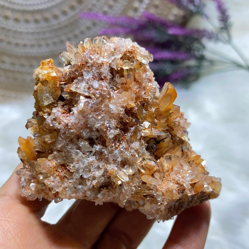 Incredible Sparkling Orange Creedite Natural Specimen -Locality Mexico - Earth Family Crystals