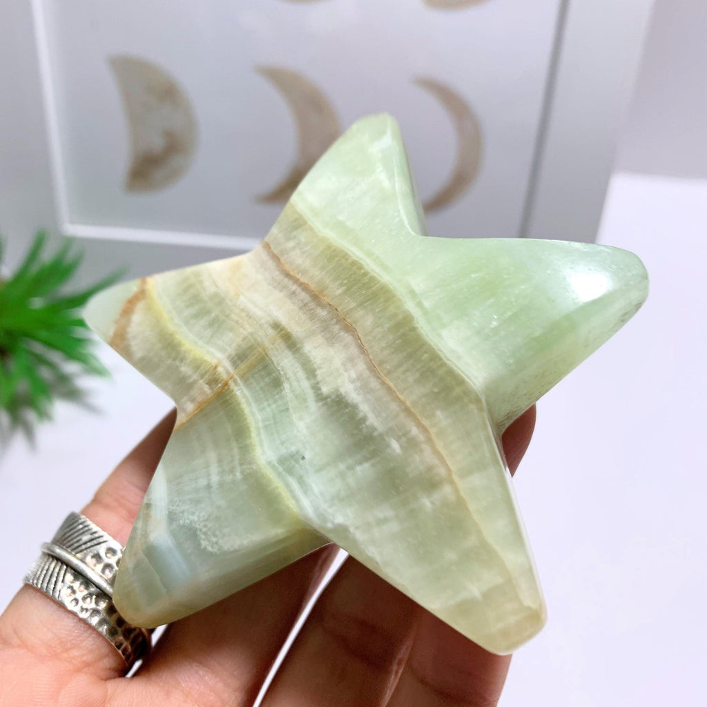 Green Calcite Medium Star Crystal Carving #3 - Earth Family Crystals
