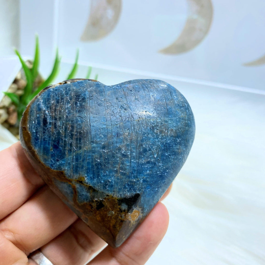 Blue Apatite & Brown Jasper Medium Heart Partially Polished Carving From Brazil #7 - Earth Family Crystals