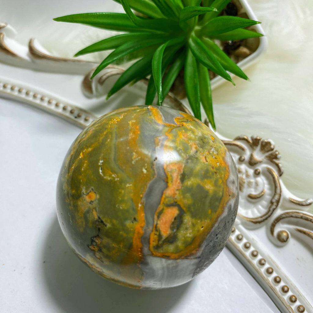 Bumble Bee Jasper Large Sphere Carving #3 - Earth Family Crystals