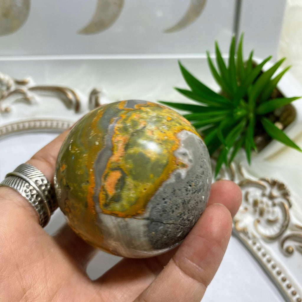 Bumble Bee Jasper Large Sphere Carving #3 - Earth Family Crystals