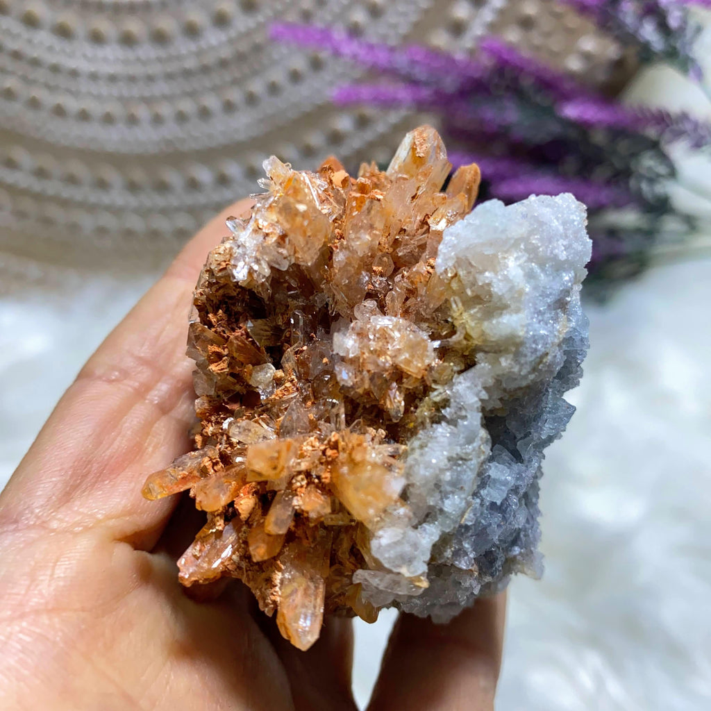 Stunning Orange Creedite & Fluorite Natural Specimen -Locality Mexico - Earth Family Crystals