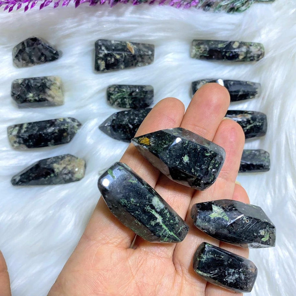 Set of 4 Tourmalated Himalayan Quartz Partially Polished Small Crystals~ Perfect for Crystal Grids! - Earth Family Crystals
