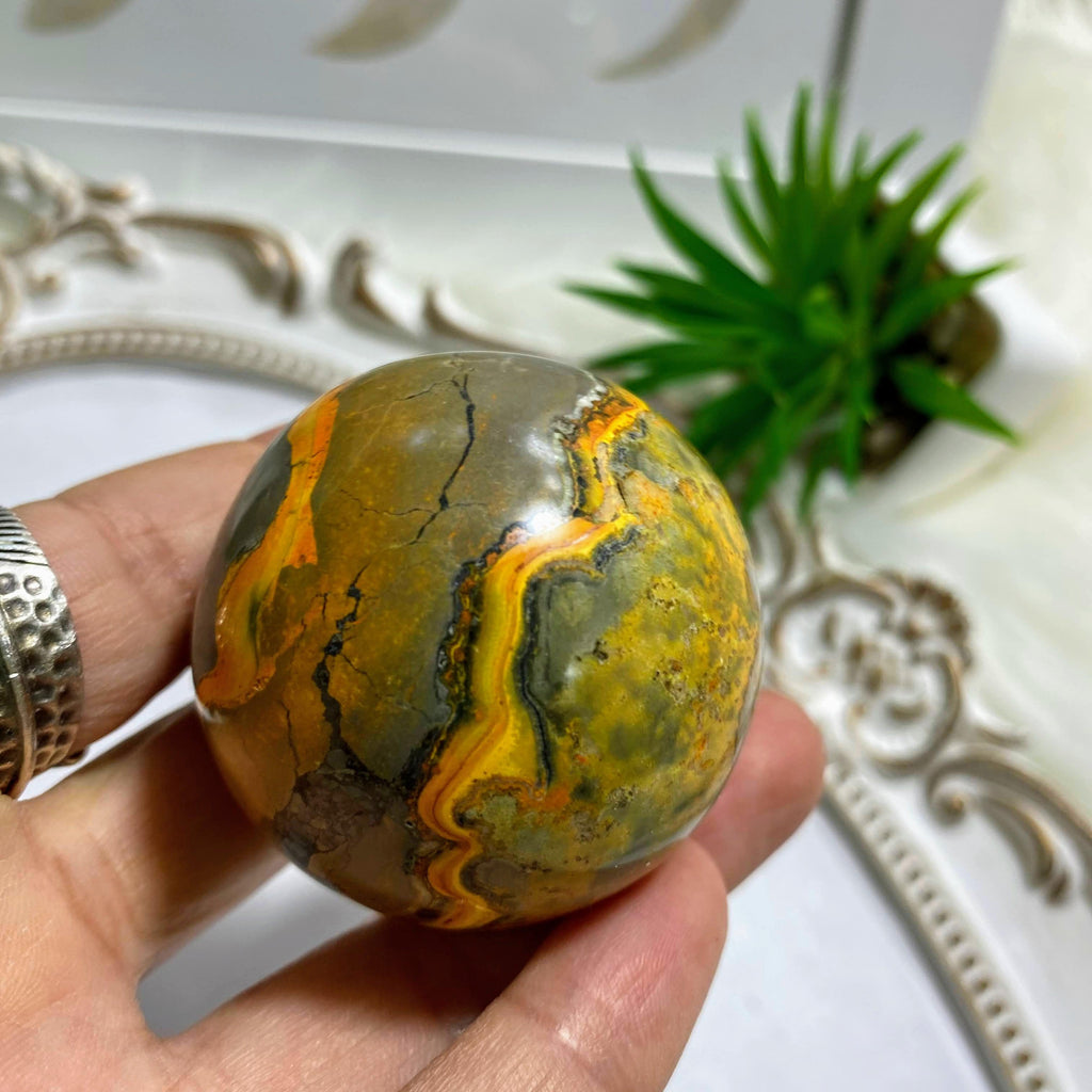 Bumble Bee Jasper Medium Sphere Carving  #3 - Earth Family Crystals