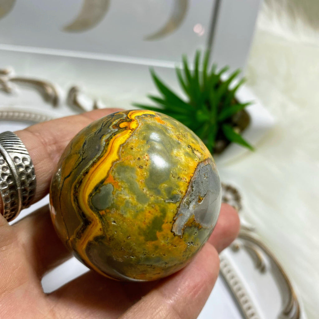 Bumble Bee Jasper Medium Sphere Carving  #3 - Earth Family Crystals