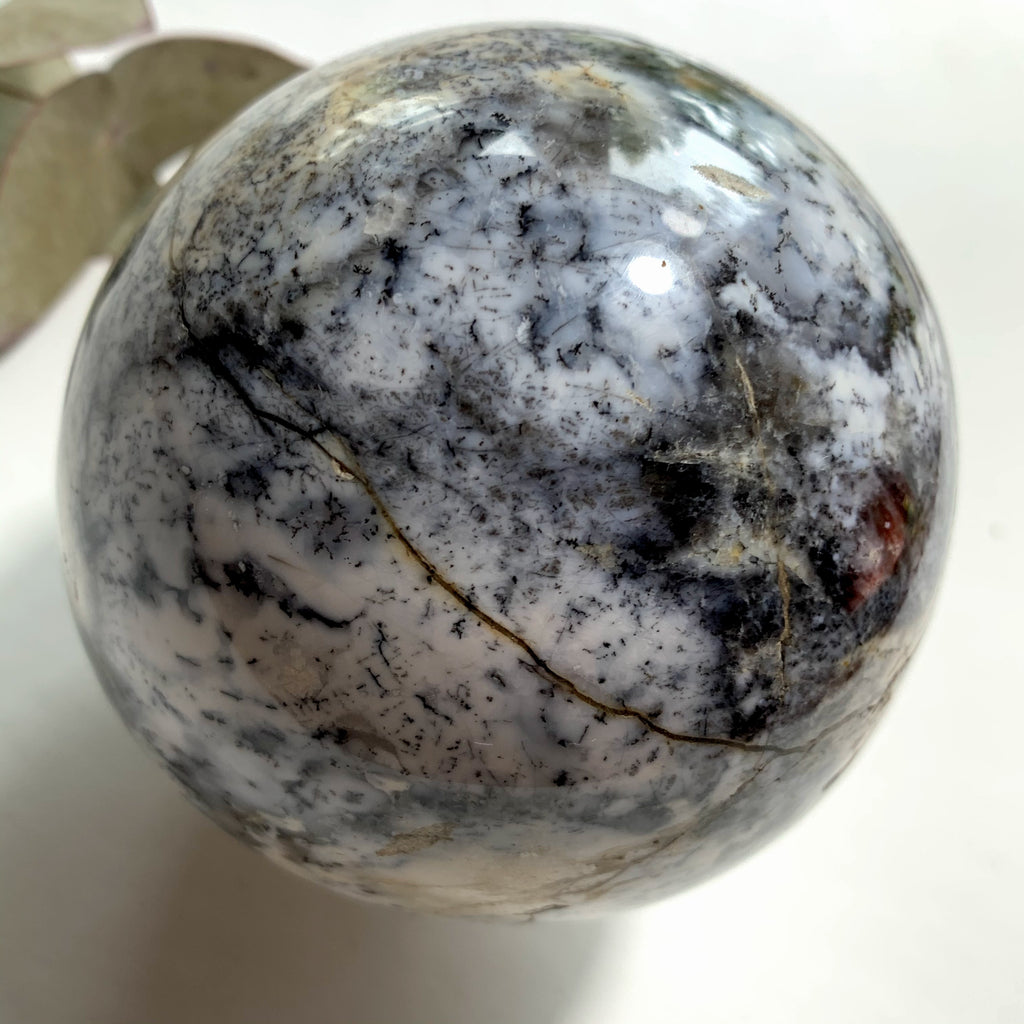 Incredible Depth! XL Dendritic Agate Sphere Carving - Earth Family Crystals