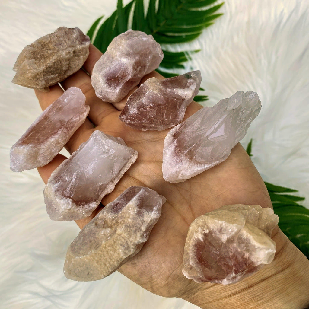 One Small Dreamsicle Pink & Clear Lemurian Quartz Point From Brazil - Earth Family Crystals