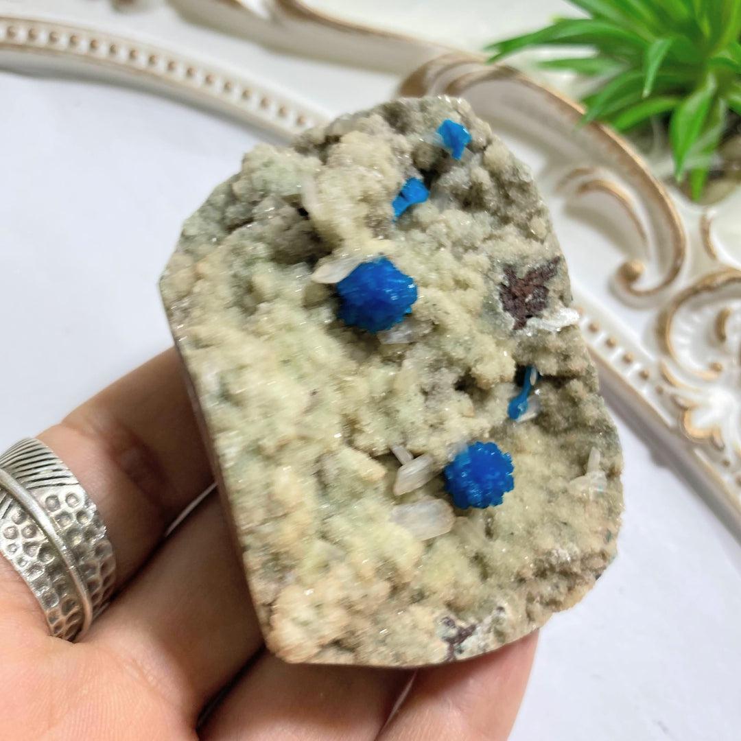 AA Grade Collectors Cavansite Crystals On Sparkly Stilbite Matrix From India - Earth Family Crystals