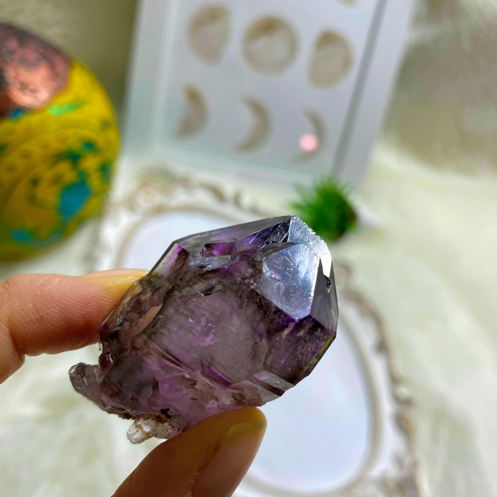 Deep Purple Brandberg Amethyst Elestial With DT Attached Baby Point from Namibia - Earth Family Crystals