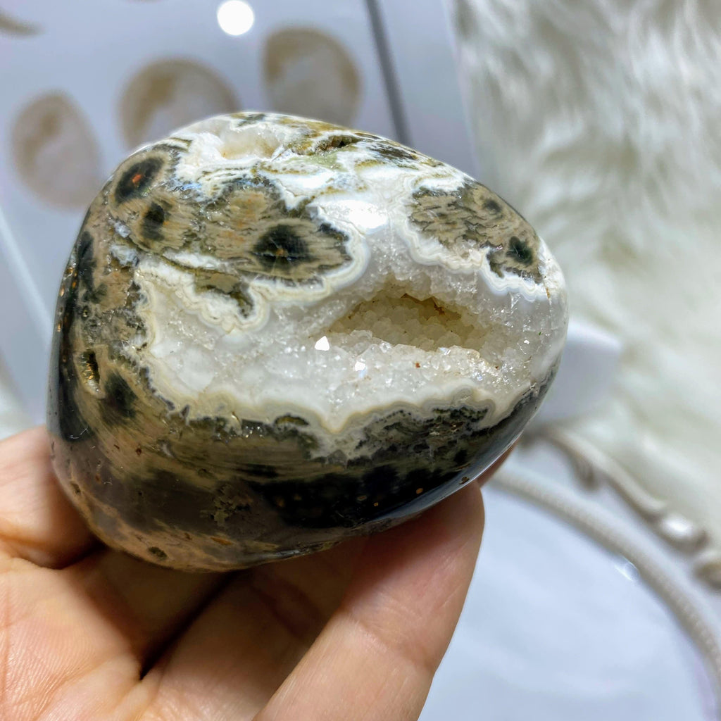 Unique Druzy Caves & Orbs! Ocean Jasper Partially Polished Specimen~ Locality Madagascar - Earth Family Crystals