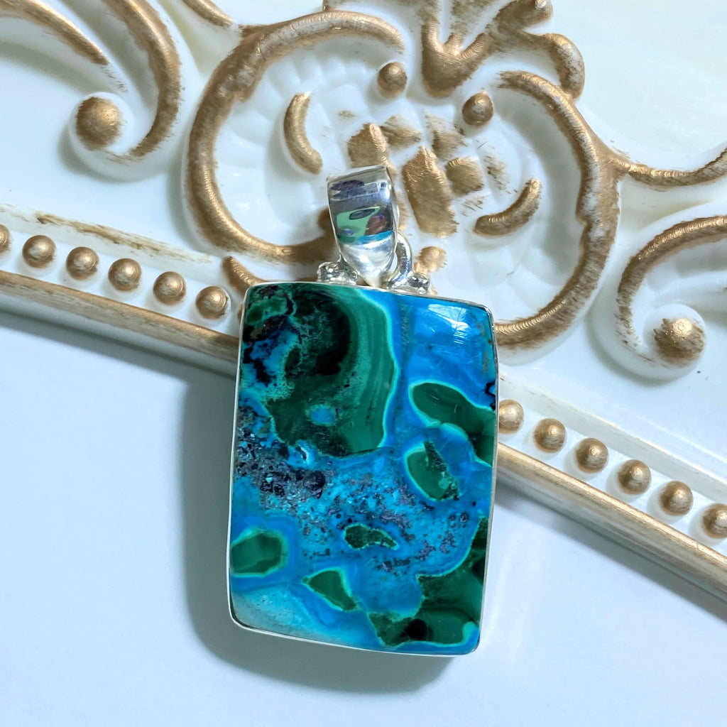 Chrysocolla & Malachite Pendant in Sterling Silver (Includes Silver Chain) #1 - Earth Family Crystals