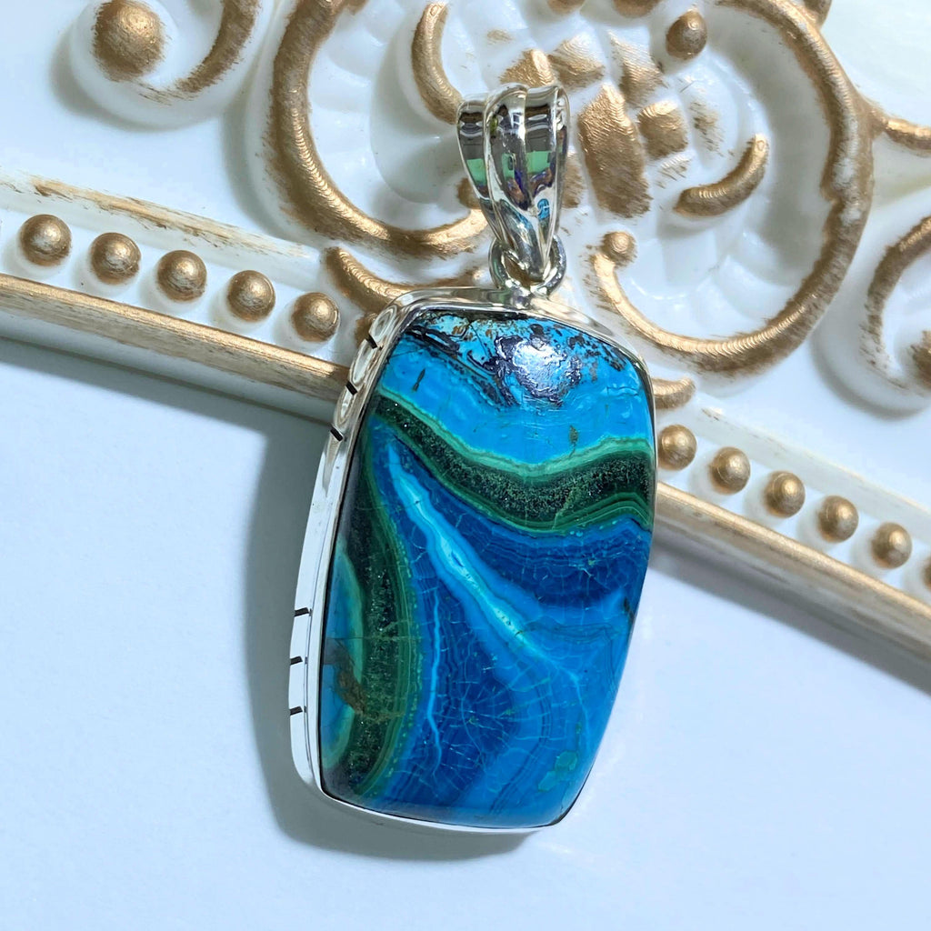 Chrysocolla & Malachite Pendant in Sterling Silver (Includes Silver Chain) #2 - Earth Family Crystals