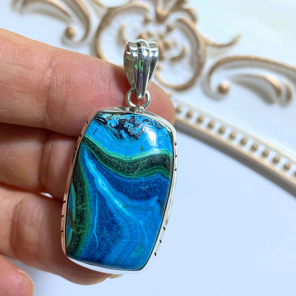 Chrysocolla & Malachite Pendant in Sterling Silver (Includes Silver Chain) #2 - Earth Family Crystals