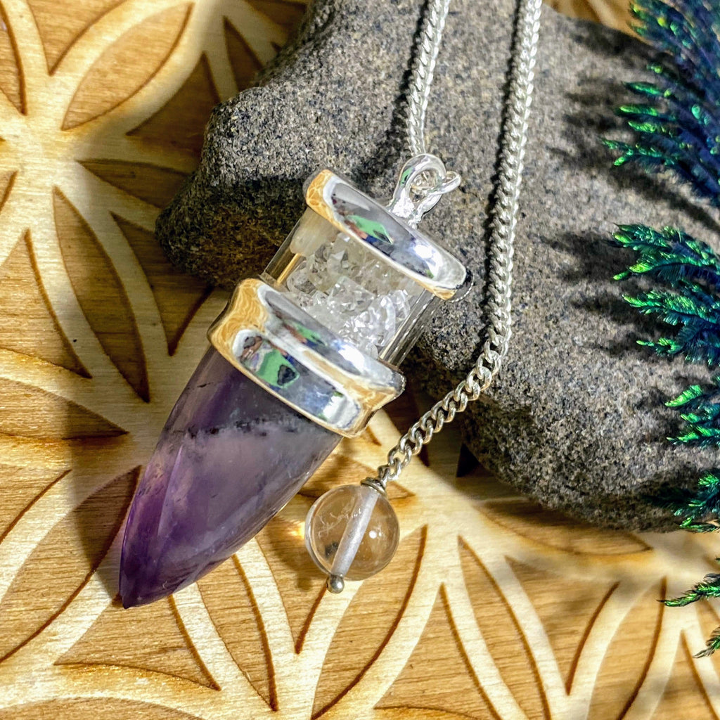 Gorgeous Floating Herkimer Diamonds & Amethyst Pendulum *REDUCED - Earth Family Crystals