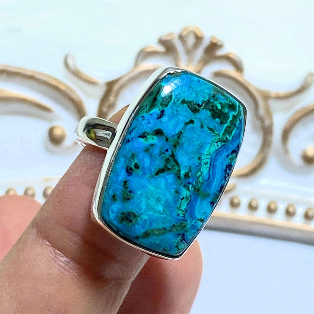Chrysocolla & Malachite Ring in Sterling Silver (Size 8) - Earth Family Crystals