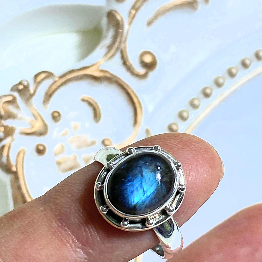Elegant Labradorite Sterling Silver Ring (Size 7) - Earth Family Crystals