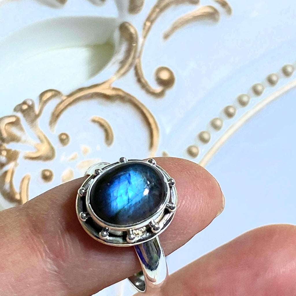 Elegant Labradorite Sterling Silver Ring (Size 7) - Earth Family Crystals
