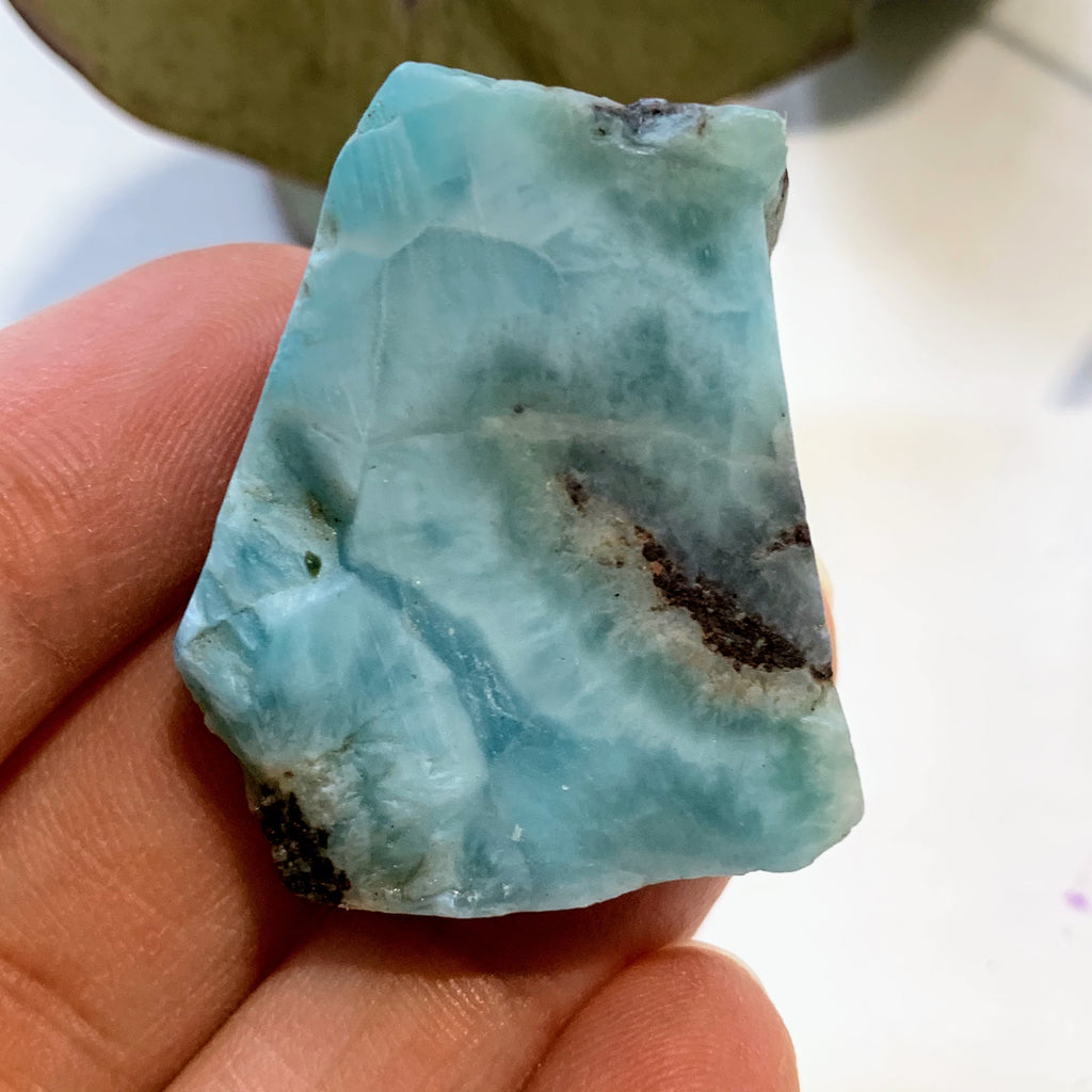 Cute Unpolished Larimar Handheld Small Specimen From The Dominican #10 - Earth Family Crystals