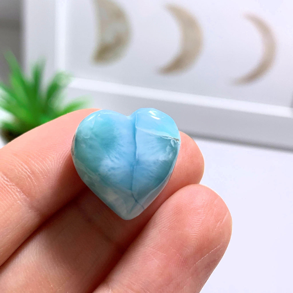 Larimar Dainty Heart Carving~Locality: Dominican Republic #2 - Earth Family Crystals