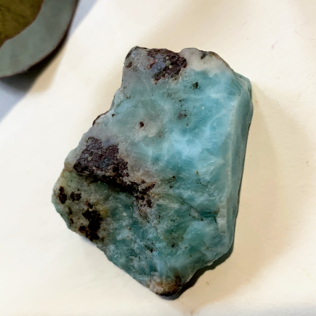 Cute Unpolished Larimar Handheld Small Specimen From The Dominican #10 - Earth Family Crystals