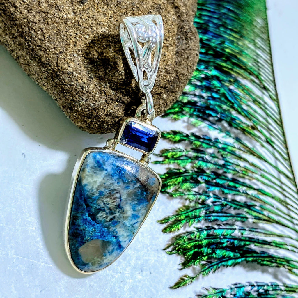 Rare Quantam Quattro with Faceted Blue Kyanite Sterling Silver Pendant (Includes Silver Chain) - Earth Family Crystals