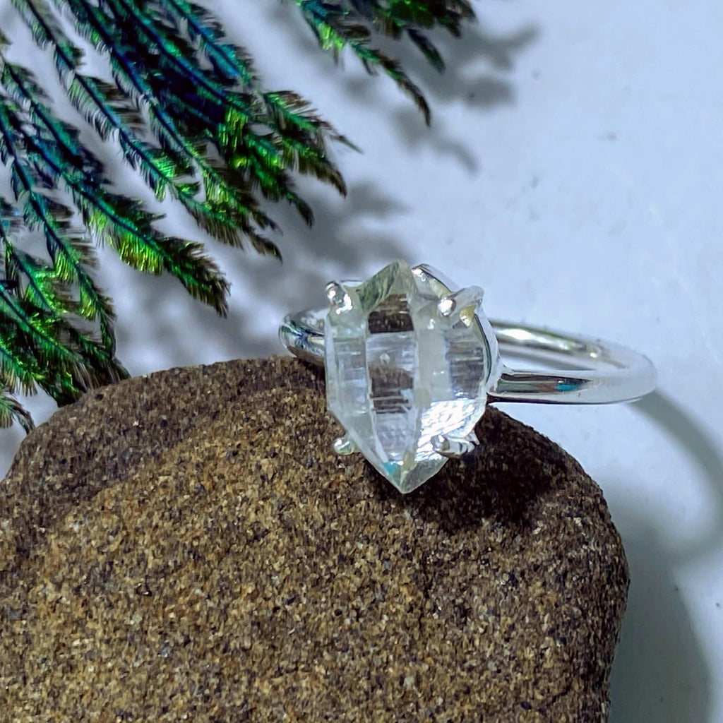 Natural Herkimer Diamond Ring in Sterling Silver (Size 6) - Earth Family Crystals