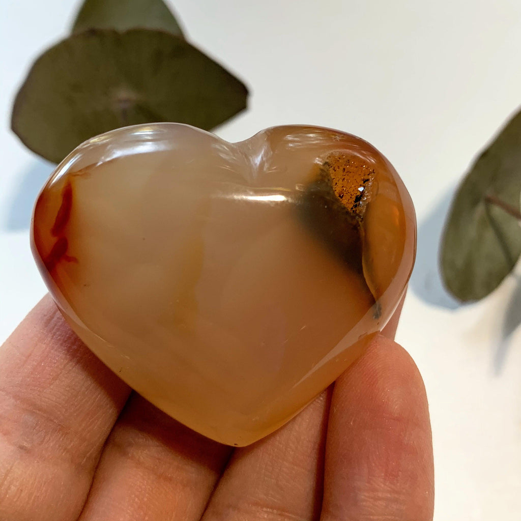 Pretty Colors & Druzy Cave Carnelian Hand Held Small Heart From Madagascar - Earth Family Crystals