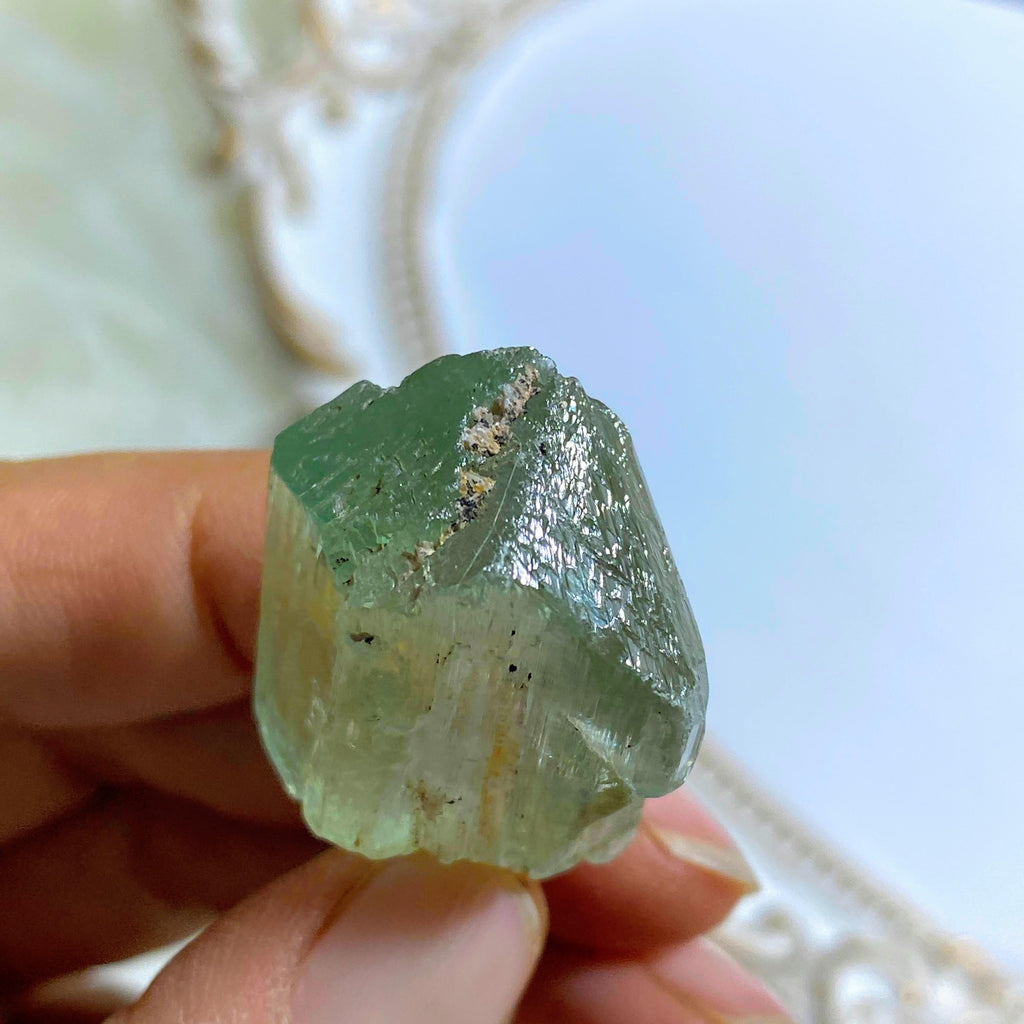 Terminated Point With Record Keepers Natural Hiddenite (Green Kunzite) Specimen - Earth Family Crystals
