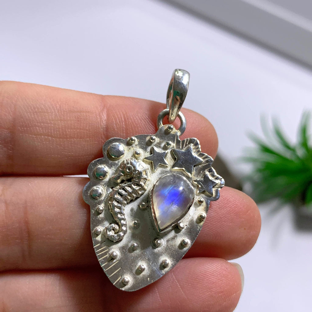 Rainbow Moonstone Gemstone Pendant in Sterling Silver (Includes Silver Chain) - Earth Family Crystals