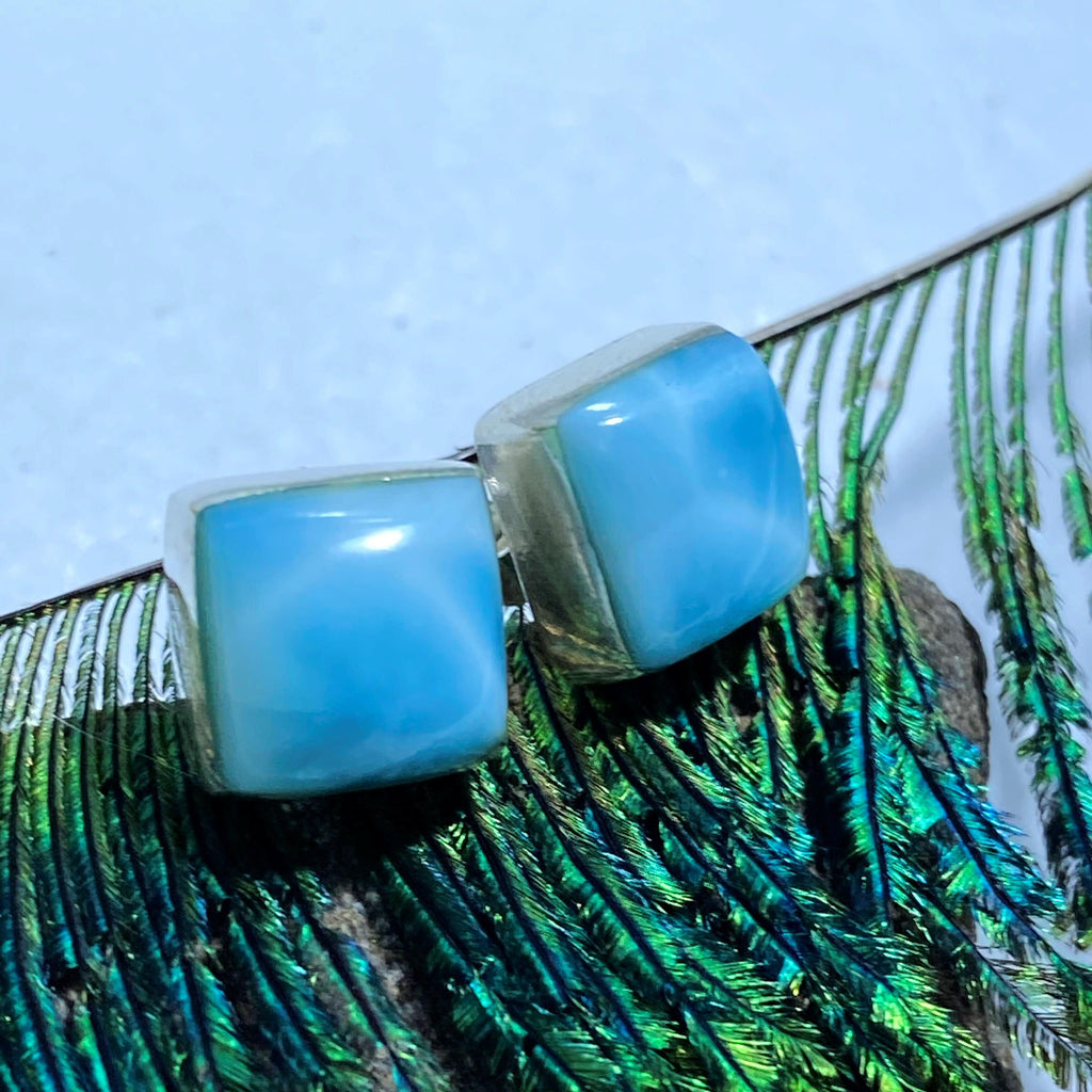 Stunning Blue Serenity Larimar Stud Earrings in Sterling Silver #3 - Earth Family Crystals