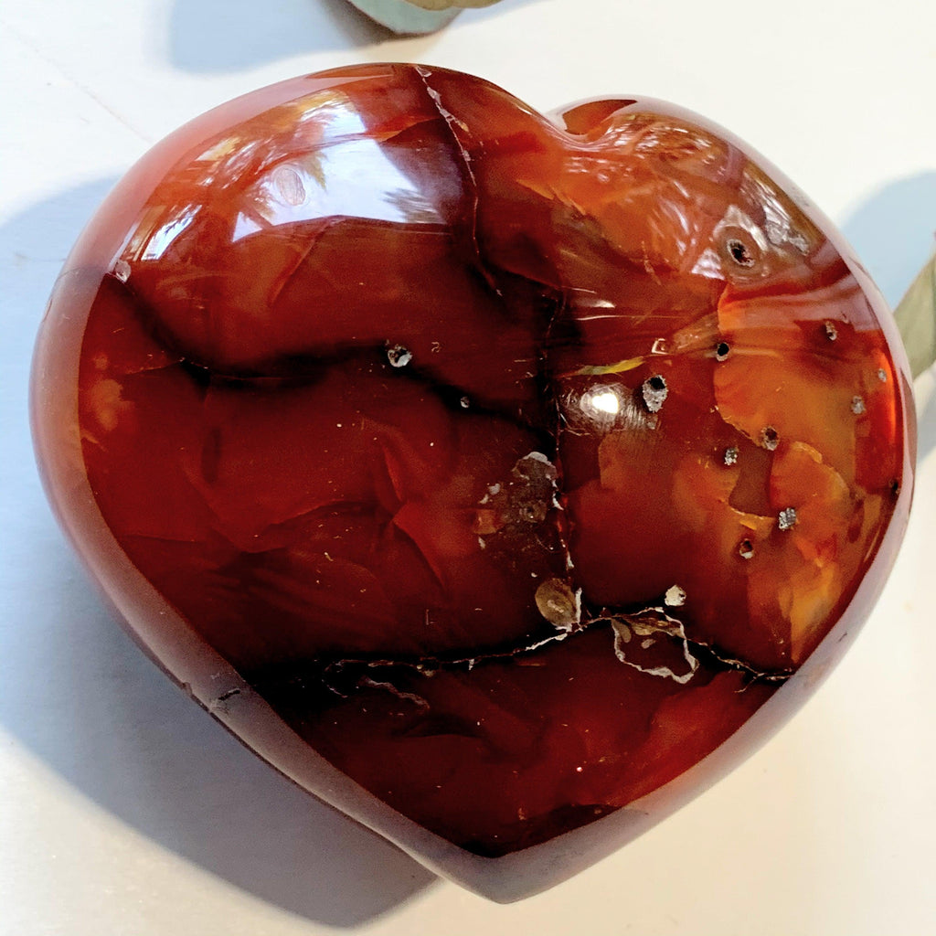 Chunky Fire Red/Orange Carnelian Large Heart Carving From Madagascar - Earth Family Crystals