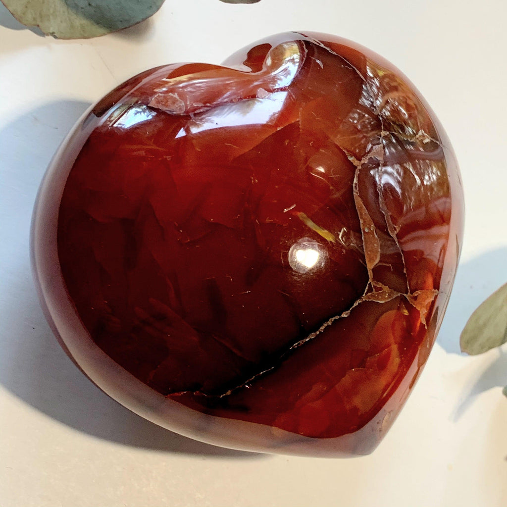 Chunky Fire Red/Orange Carnelian Large Heart Carving From Madagascar - Earth Family Crystals