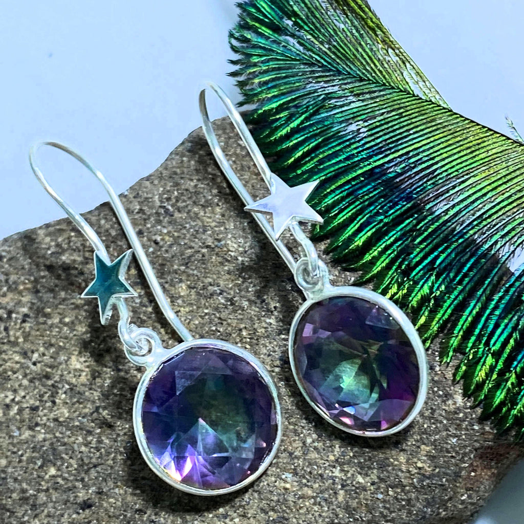 Brilliant Rainbows Faceted Mystic Topaz Sterling Silver Earrings - Earth Family Crystals