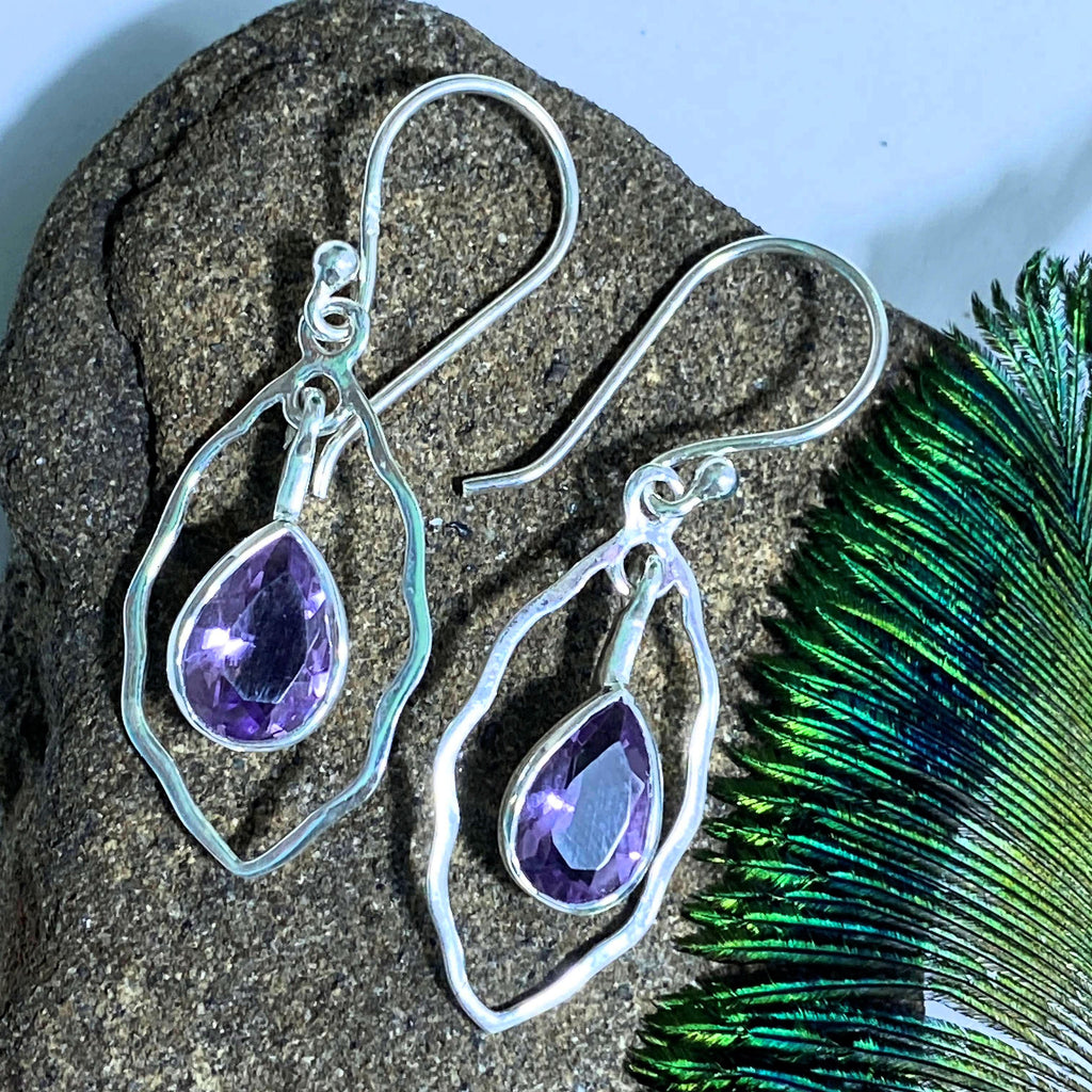 Faceted Amethyst Sterling Silver Earrings - Earth Family Crystals