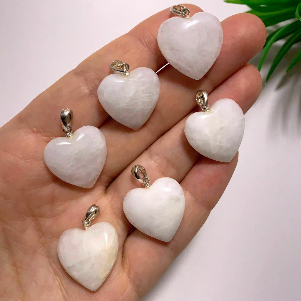 One Genuine Greenland Cryolite Gemstone Heart Pendant in Sterling Silver (Includes Silver Chain) - Earth Family Crystals