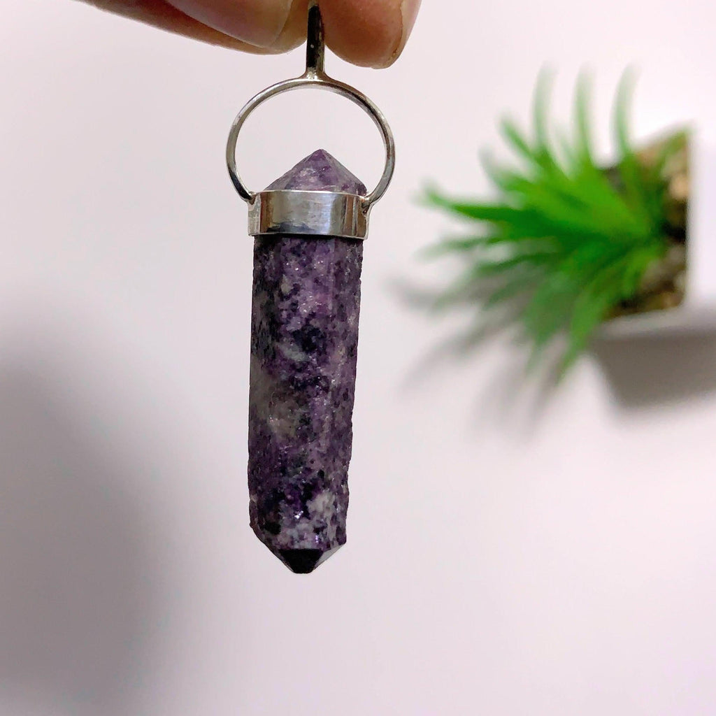 Deep Lilac DT Lepidolite Sterling Silver Pendant (Includes Silver Chain) #1 - Earth Family Crystals